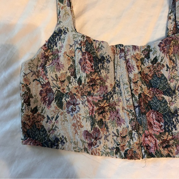 Wild Fable Floral Victorian Corset Bustier Crop Top - Picture 3 of 9